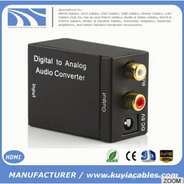 Digital coaxial Toslink señal analógica L / R RCA Audio Converter